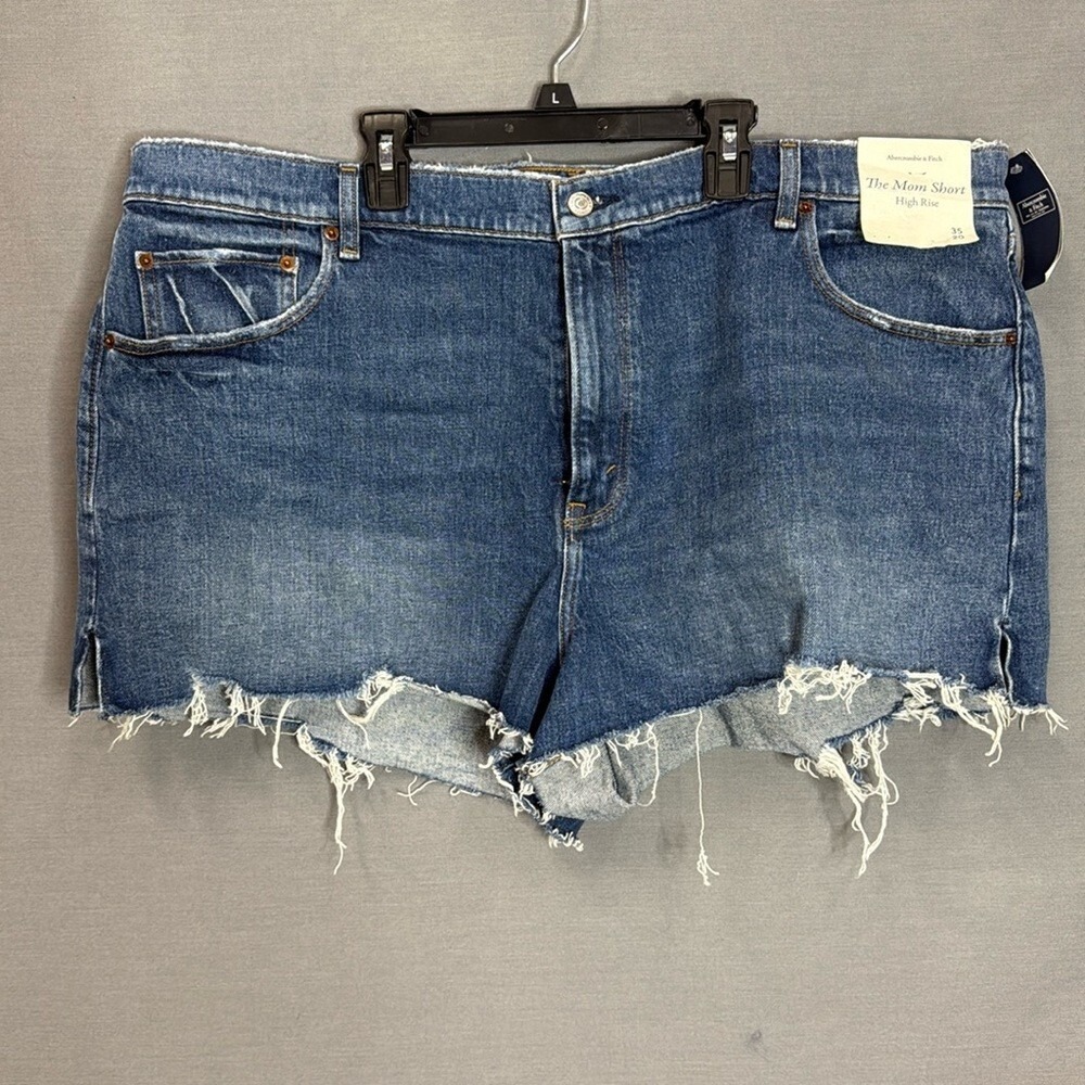 Abercrombie & Fitch The Mom Short High Rise Denim Blue Shorts 35/20‎ New